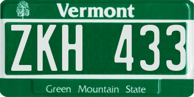 VT license plate ZKH433