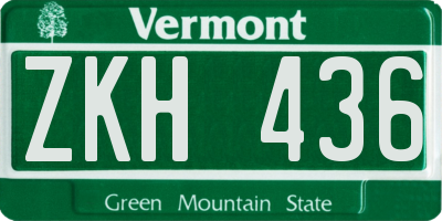VT license plate ZKH436