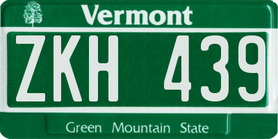 VT license plate ZKH439