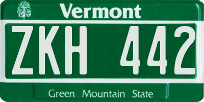 VT license plate ZKH442