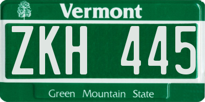 VT license plate ZKH445