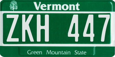 VT license plate ZKH447