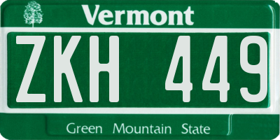 VT license plate ZKH449