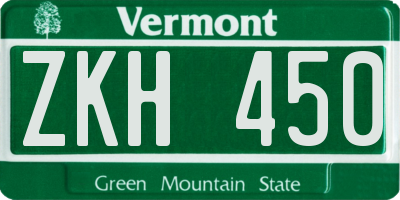 VT license plate ZKH450