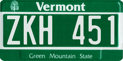 VT license plate ZKH451
