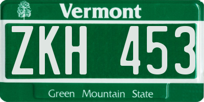 VT license plate ZKH453