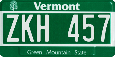 VT license plate ZKH457