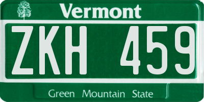 VT license plate ZKH459