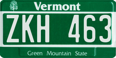 VT license plate ZKH463