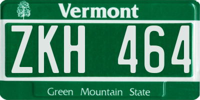 VT license plate ZKH464