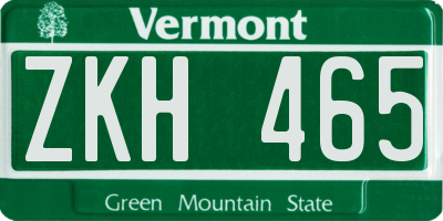 VT license plate ZKH465