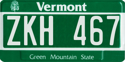 VT license plate ZKH467