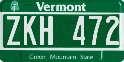 VT license plate ZKH472