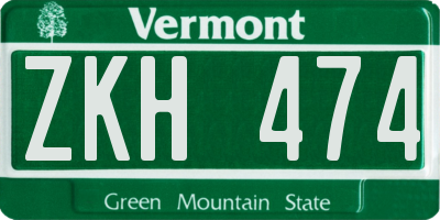 VT license plate ZKH474