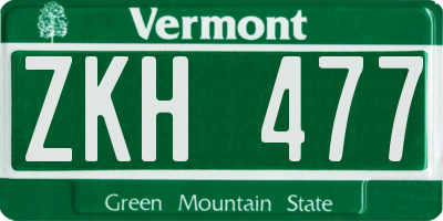 VT license plate ZKH477