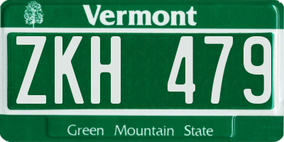 VT license plate ZKH479