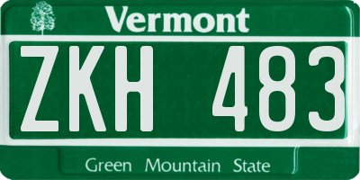 VT license plate ZKH483