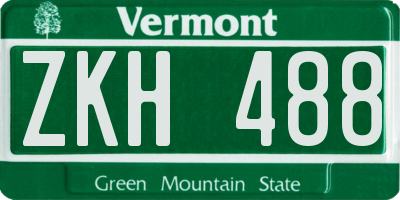 VT license plate ZKH488