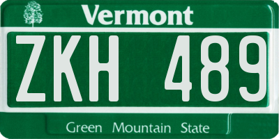 VT license plate ZKH489