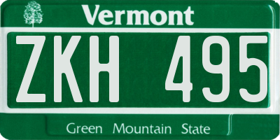 VT license plate ZKH495