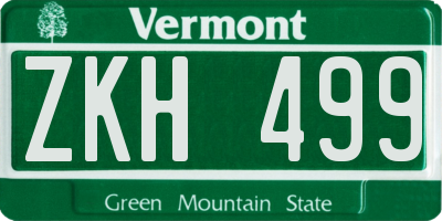 VT license plate ZKH499