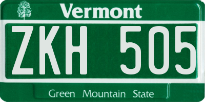 VT license plate ZKH505