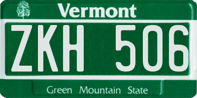VT license plate ZKH506