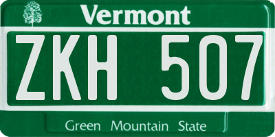 VT license plate ZKH507