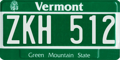 VT license plate ZKH512
