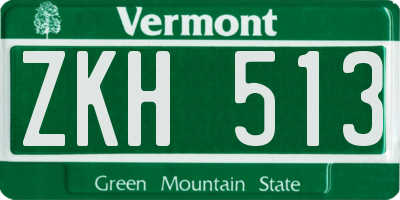VT license plate ZKH513