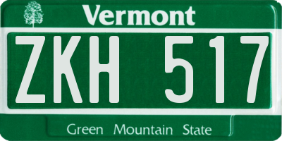 VT license plate ZKH517