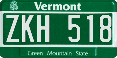 VT license plate ZKH518