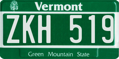 VT license plate ZKH519