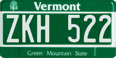 VT license plate ZKH522