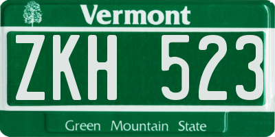 VT license plate ZKH523