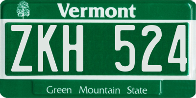 VT license plate ZKH524