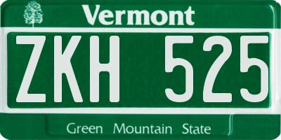 VT license plate ZKH525