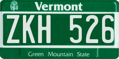 VT license plate ZKH526