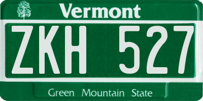 VT license plate ZKH527