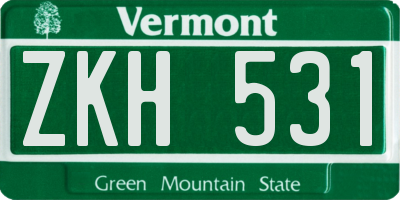 VT license plate ZKH531