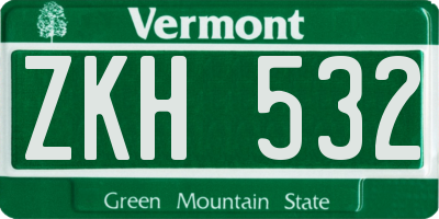 VT license plate ZKH532