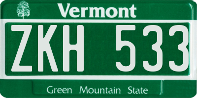 VT license plate ZKH533