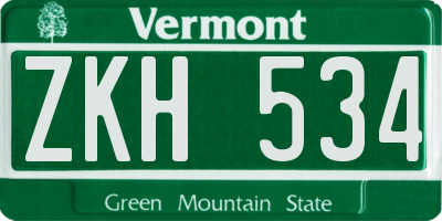 VT license plate ZKH534