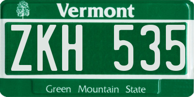 VT license plate ZKH535