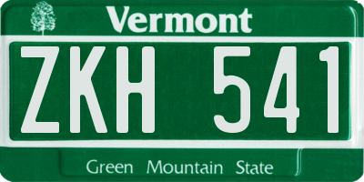 VT license plate ZKH541