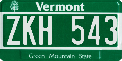 VT license plate ZKH543