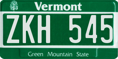 VT license plate ZKH545