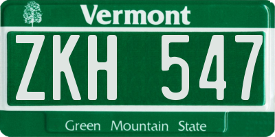 VT license plate ZKH547
