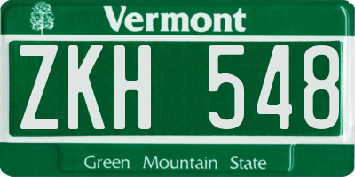 VT license plate ZKH548