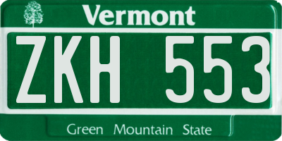VT license plate ZKH553